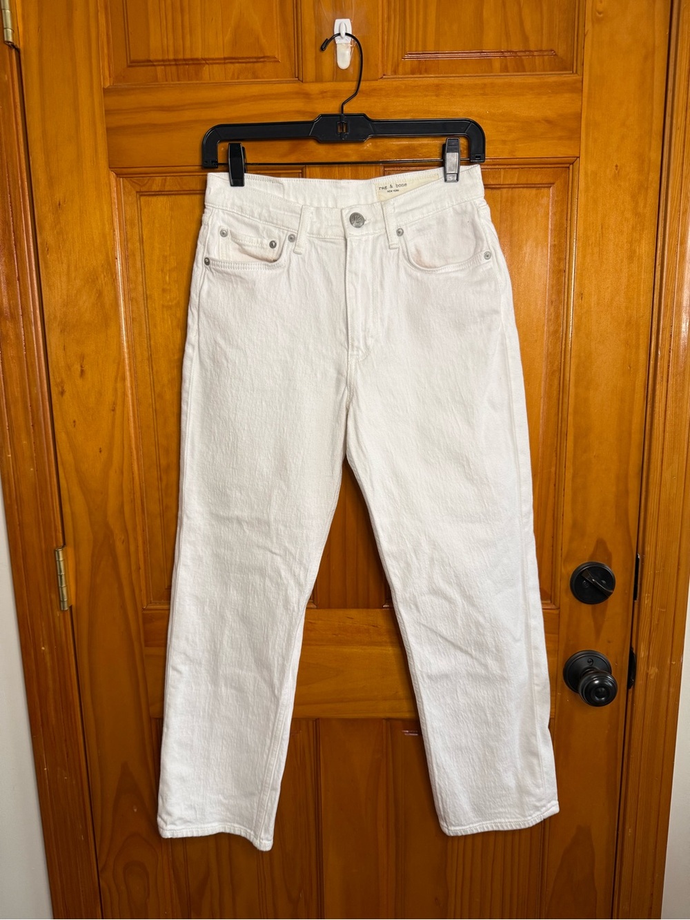 rag & bone Harlow Mid-Rise Straight Jeans  Optic White Womens Size 26 - Picture 2 of 10